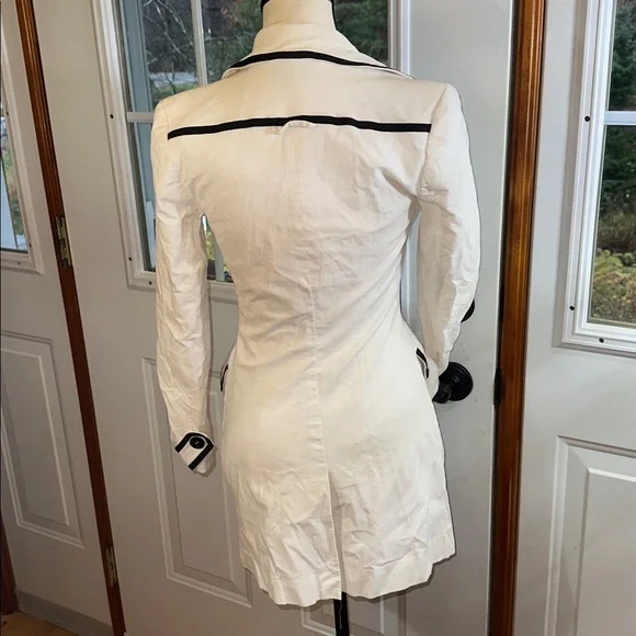 bebe White Trench Coat with Black Accents - Picture 2 of 9